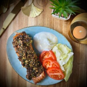 Lachs mit Kräuterhaube aus dem AirFryer