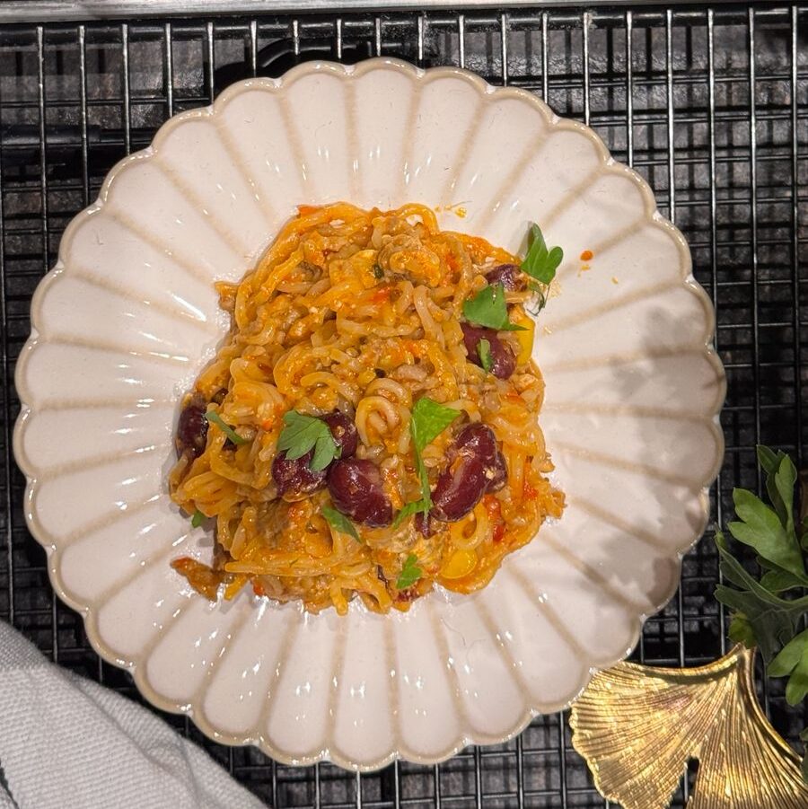 Mie-Nudeln mit Rinderhackfleisch